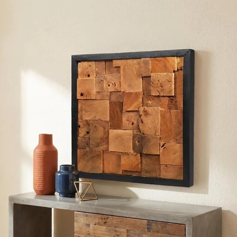 Reclaimed Wood Patchwork Rustic Wall Art Decor