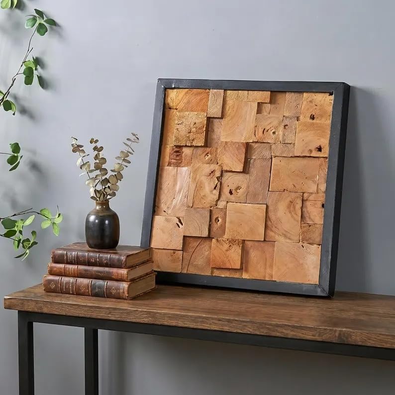 Reclaimed Wood Patchwork Rustic Wall Art Decor