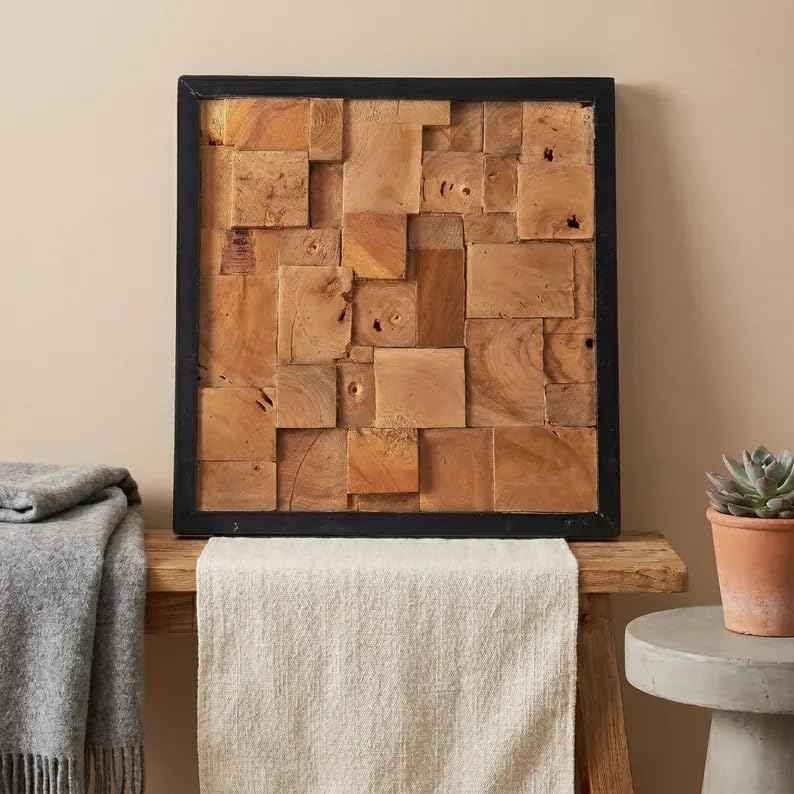 Reclaimed Wood Patchwork Rustic Wall Art Decor
