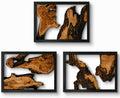 Live Edge Cedar Wood Three Pieces Carved Wall Art