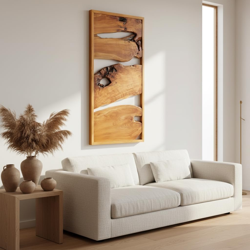 Cedar Wood Framed Farmhouse Rectangular Wall Art