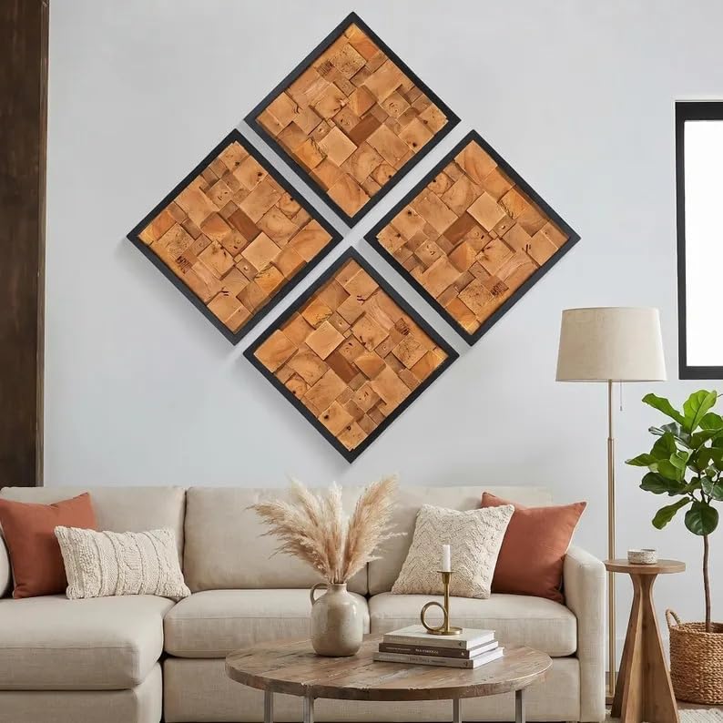 Reclaimed Wood Patchwork Rustic Wall Art Decor