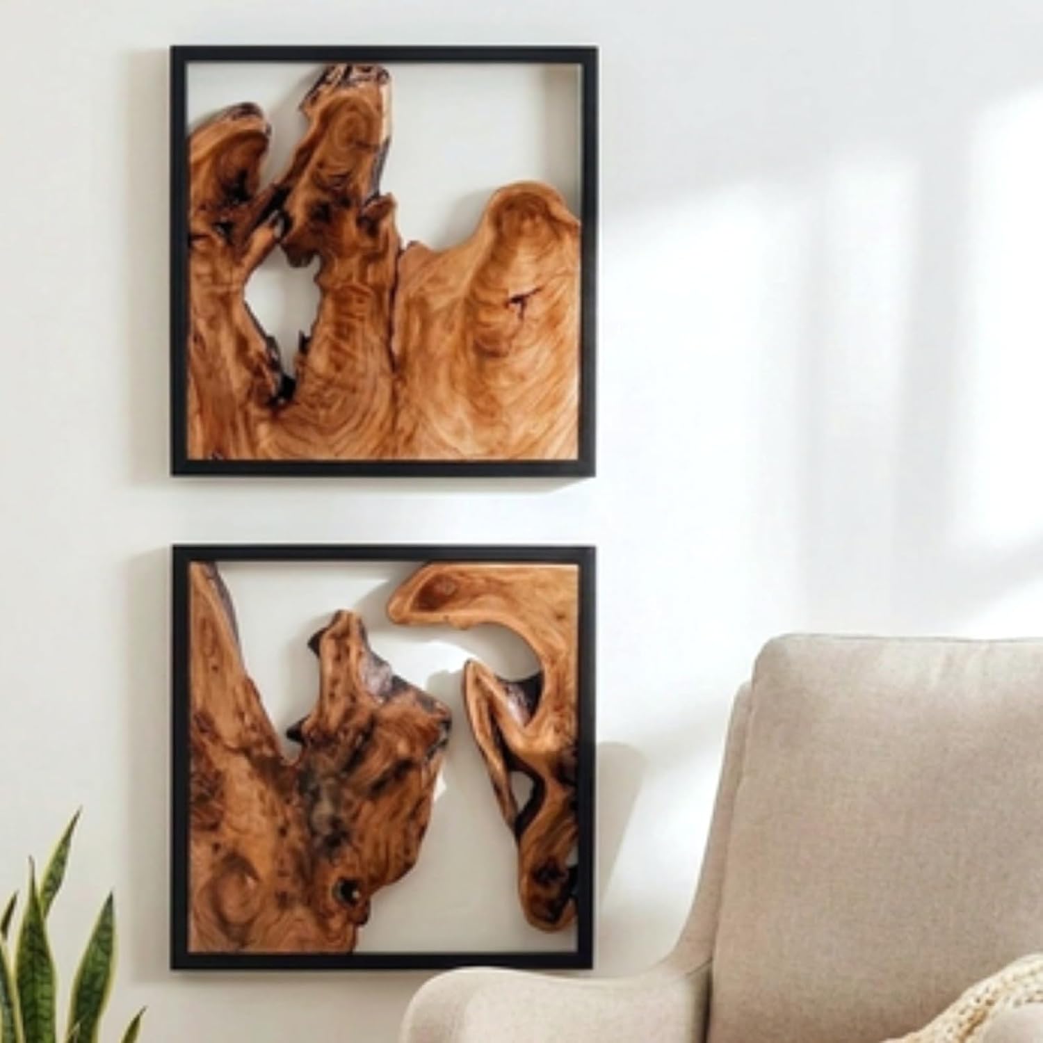 Two Live Edge Cedar Handcrafted Wall Sculptures