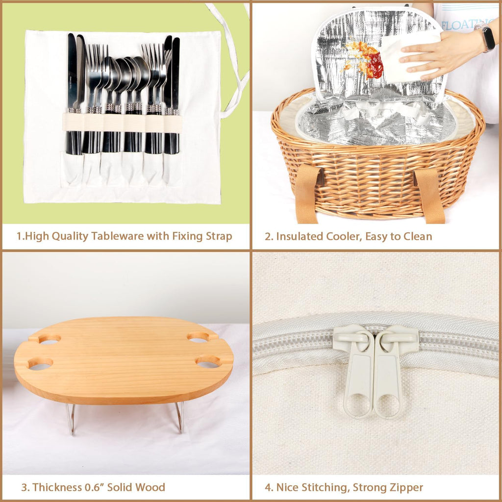 Four Person Wicker Picnic Basket Gift Set