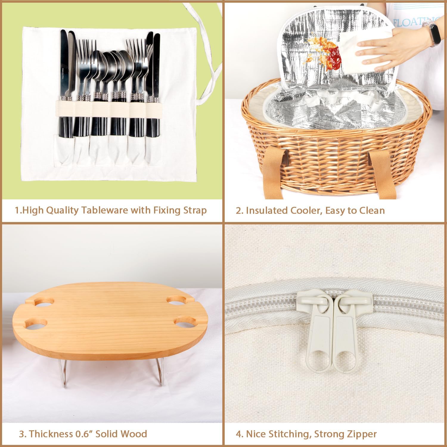 Four Person Wicker Picnic Basket Gift Set