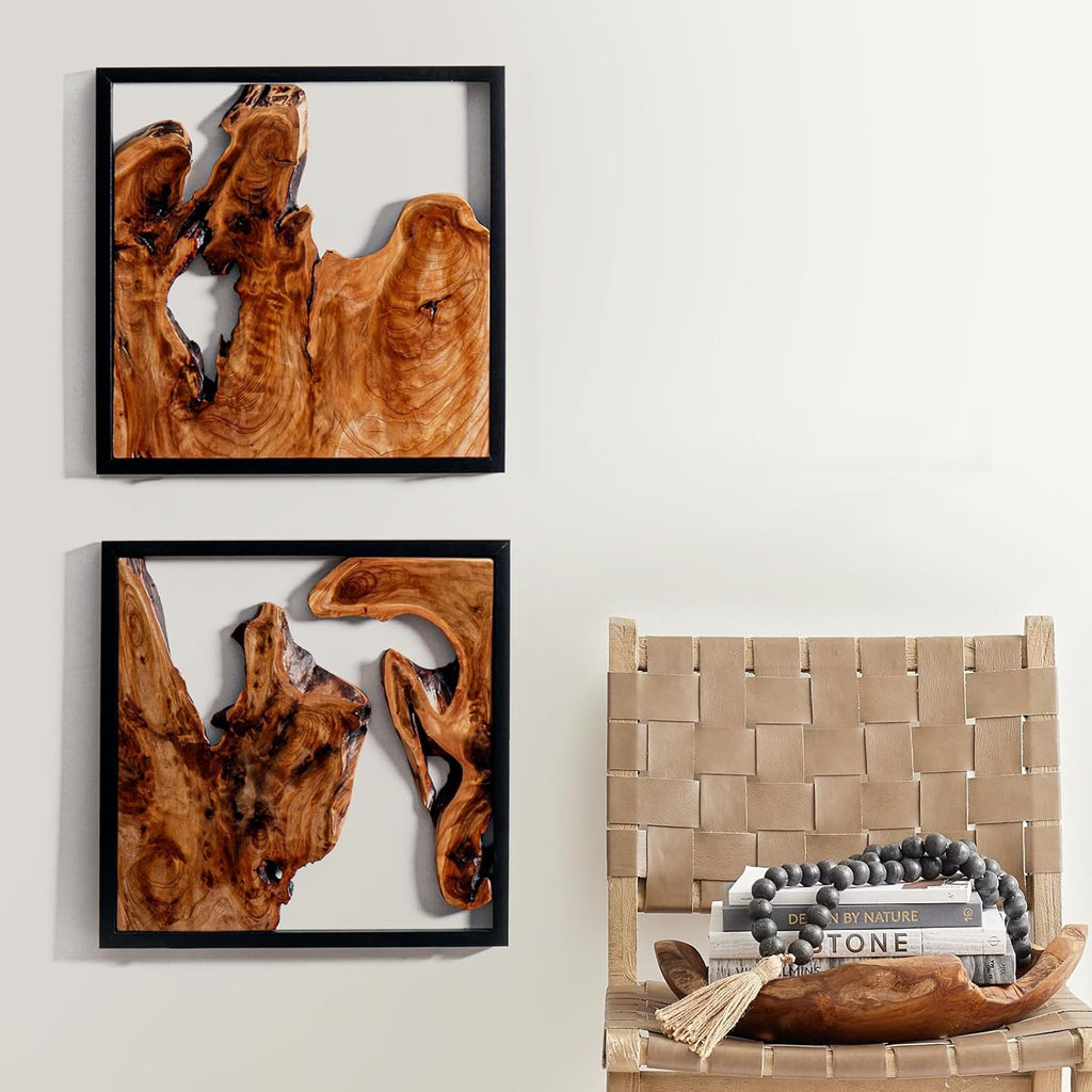 Two Live Edge Cedar Handcrafted Wall Sculptures