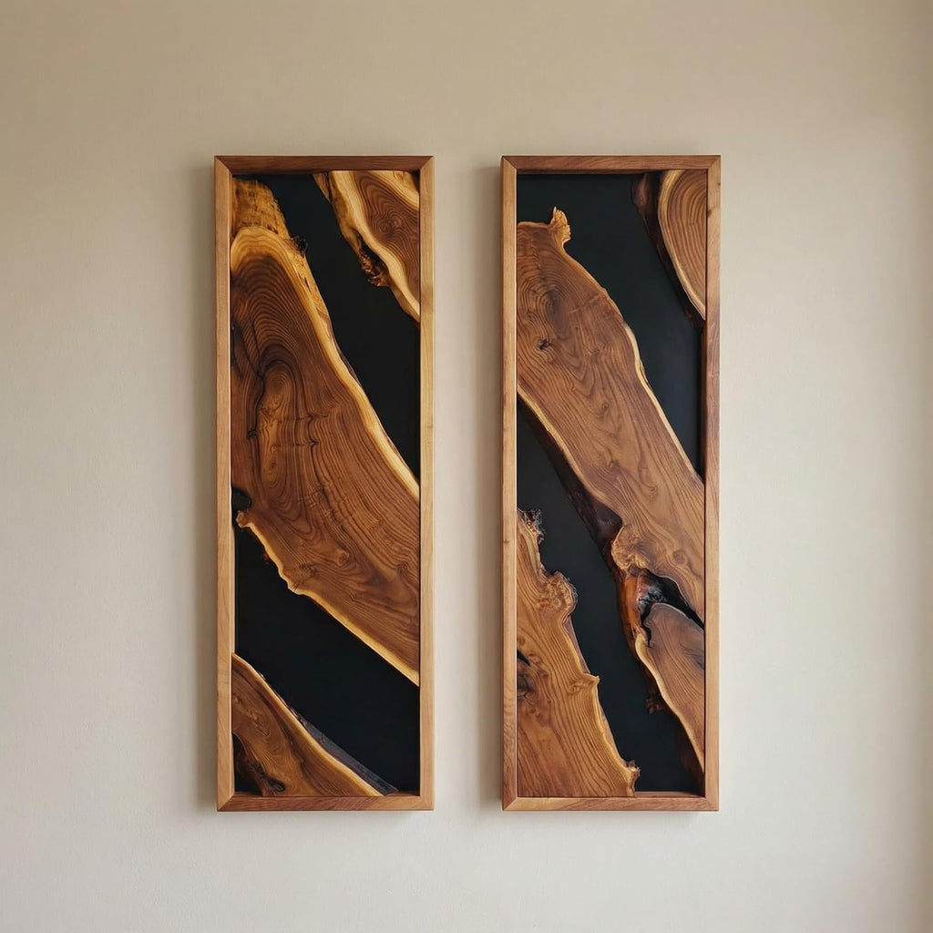 Live Edge Olive Wood Two Panel Wall Art Set