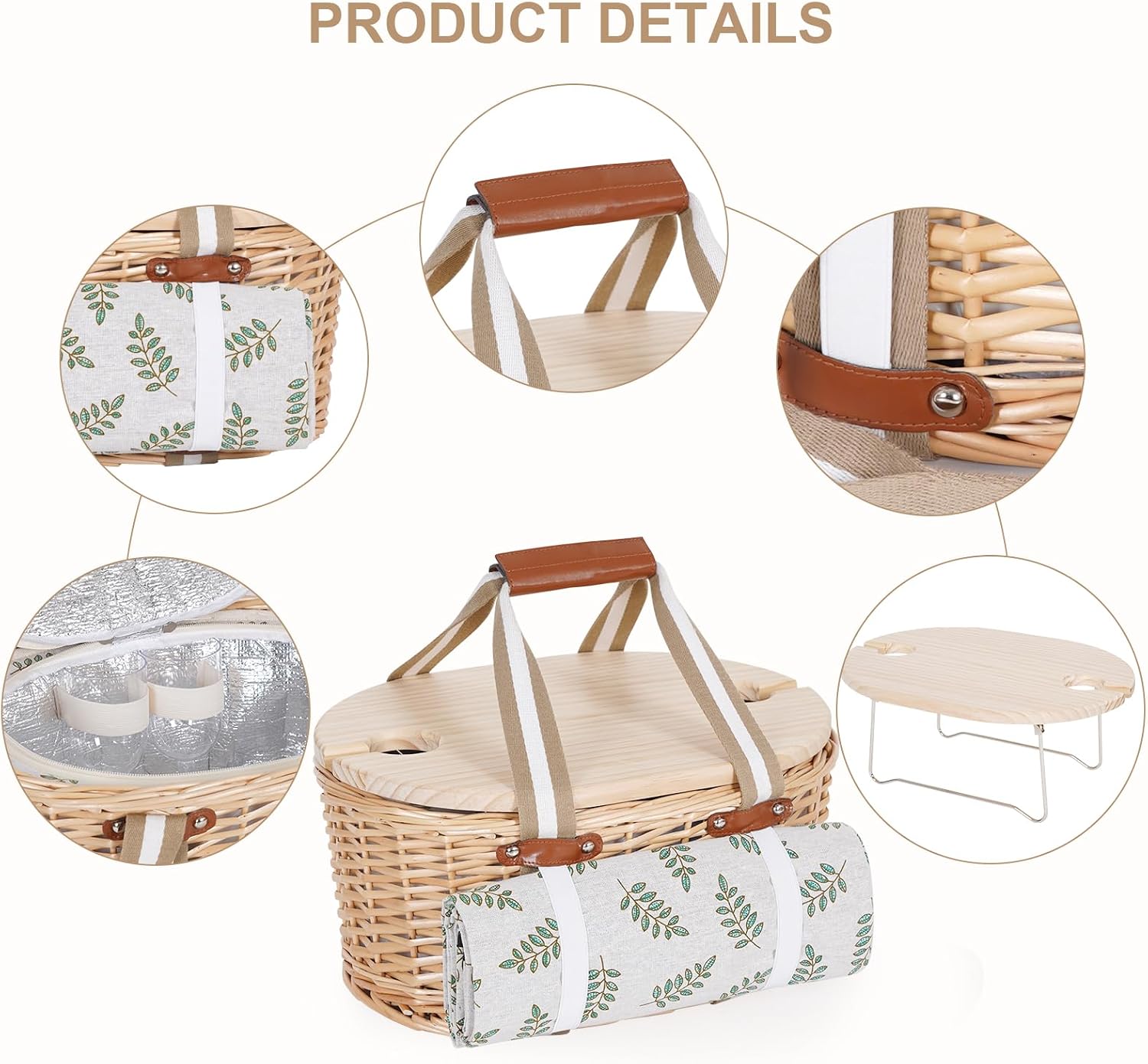Two Person Leaf Wicker Picnic Basket Set