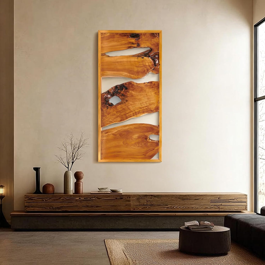 Cedar Wood Framed Farmhouse Rectangular Wall Art