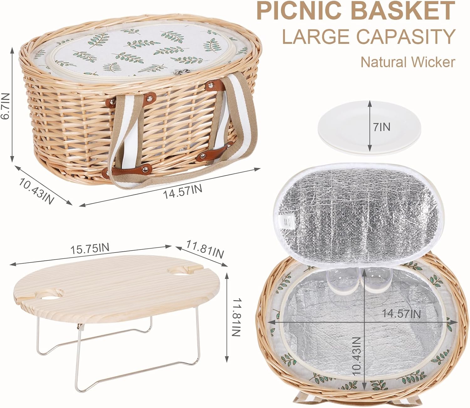 Two Person Leaf Wicker Picnic Basket Set