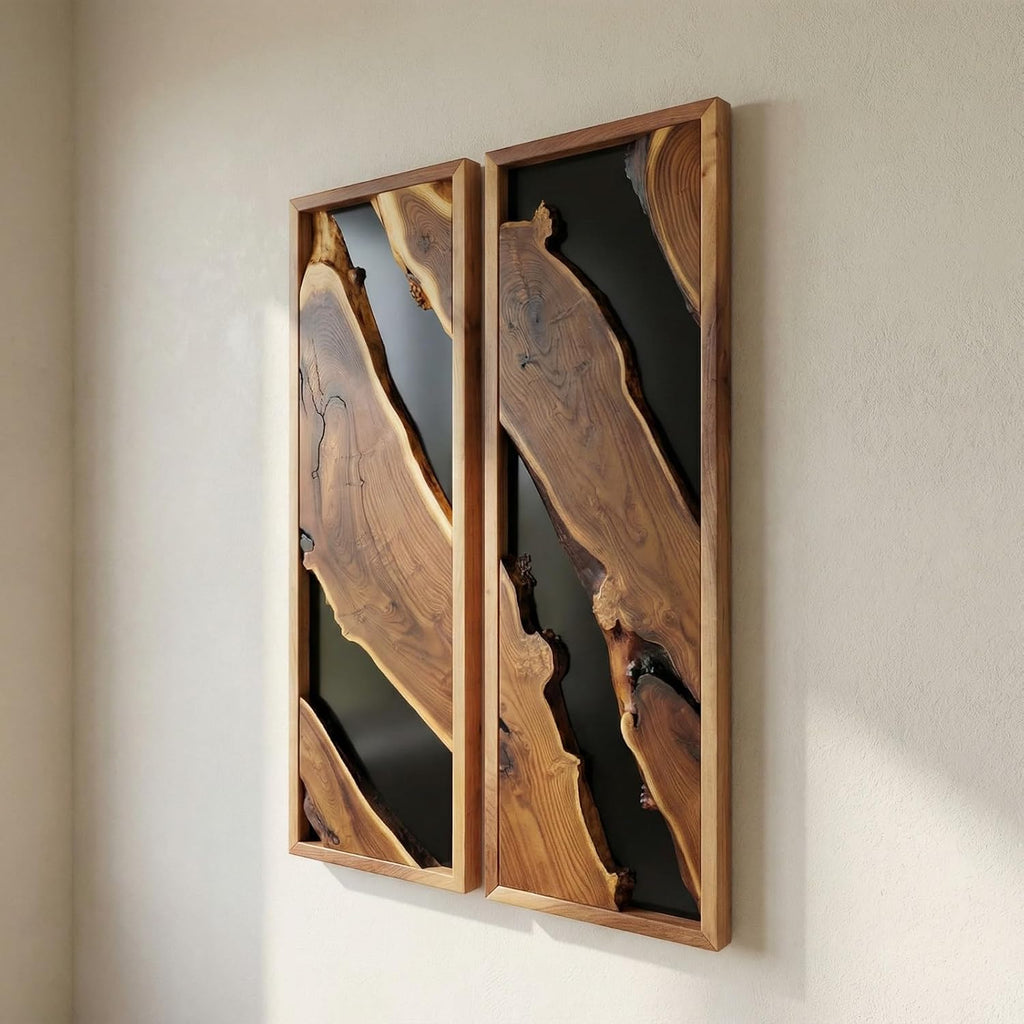 Live Edge Olive Wood Two Panel Wall Art Set