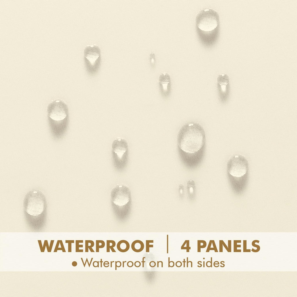 Four Beige Grommet Waterproof Outdoor Sheer Curtains