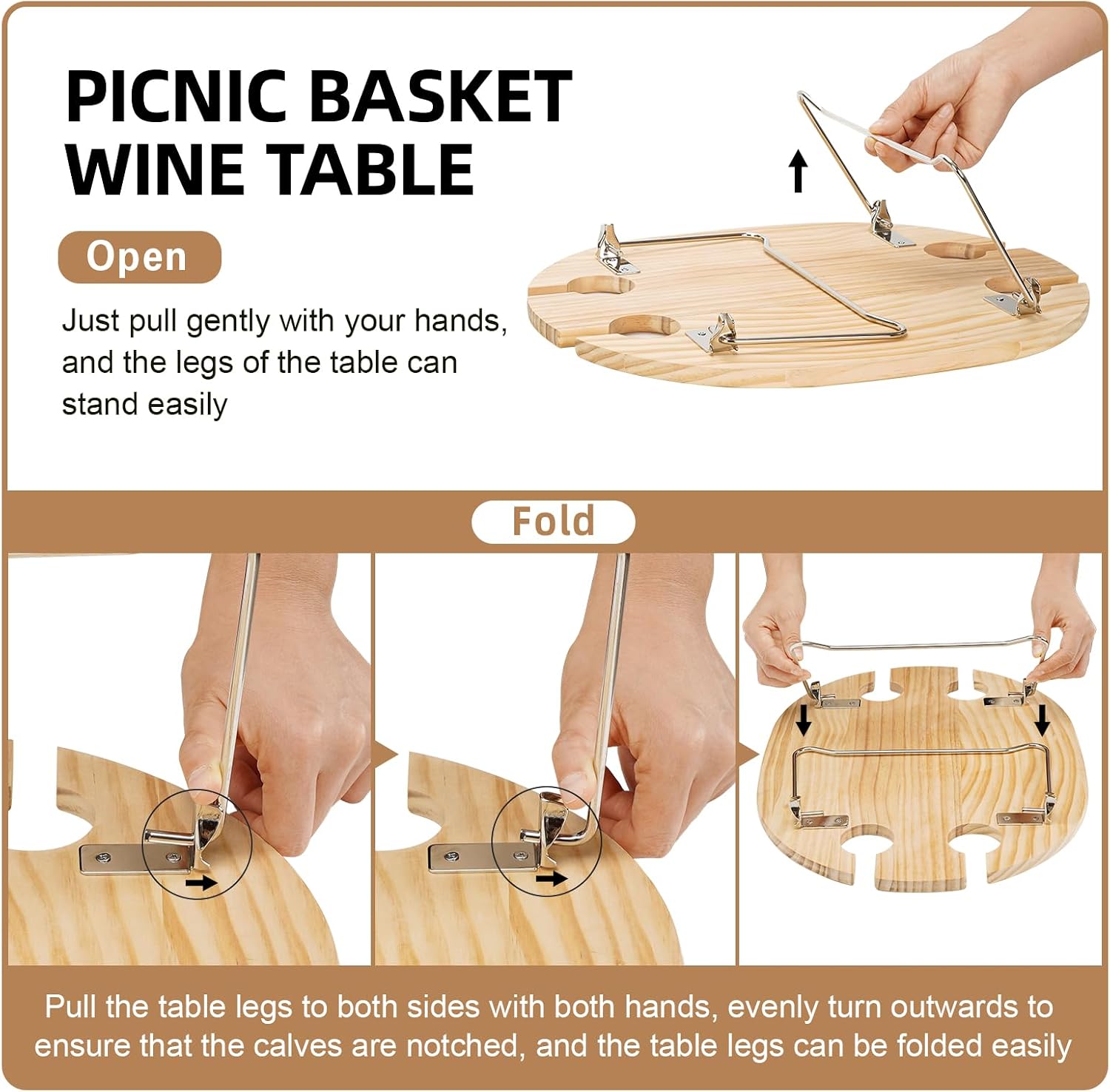 4 Person Beige Wicker Picnic Basket Set