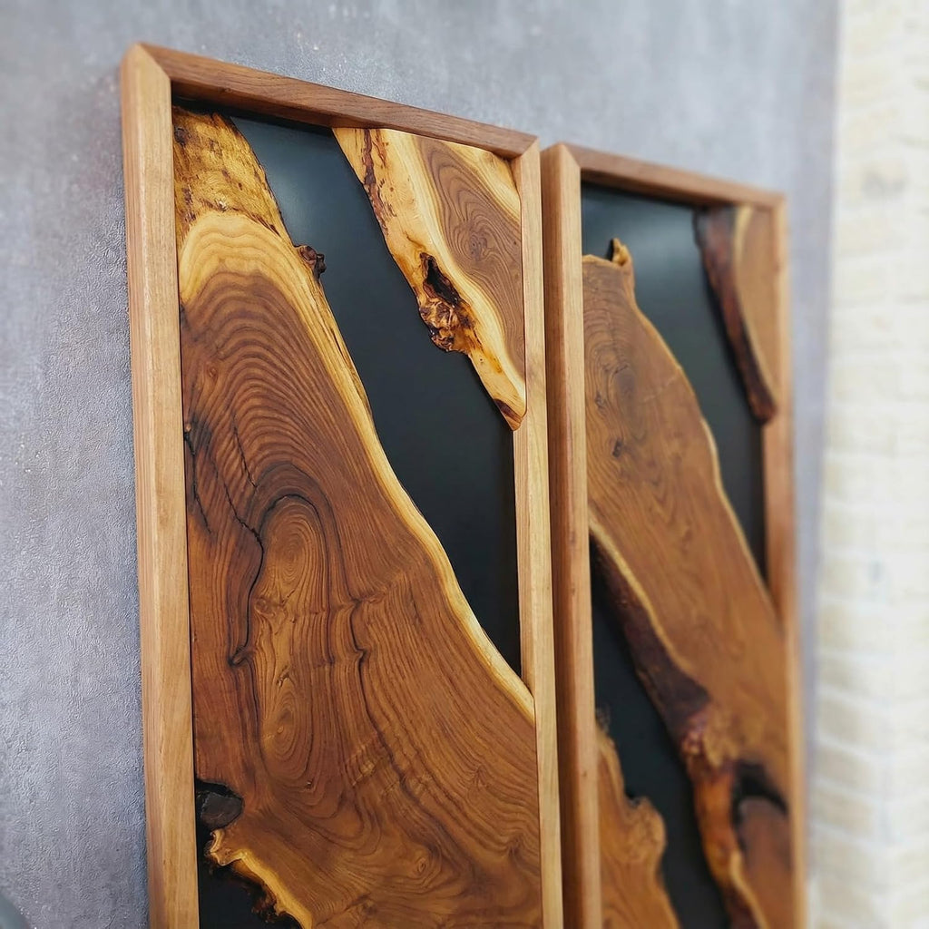 Live Edge Olive Wood Two Panel Wall Art Set