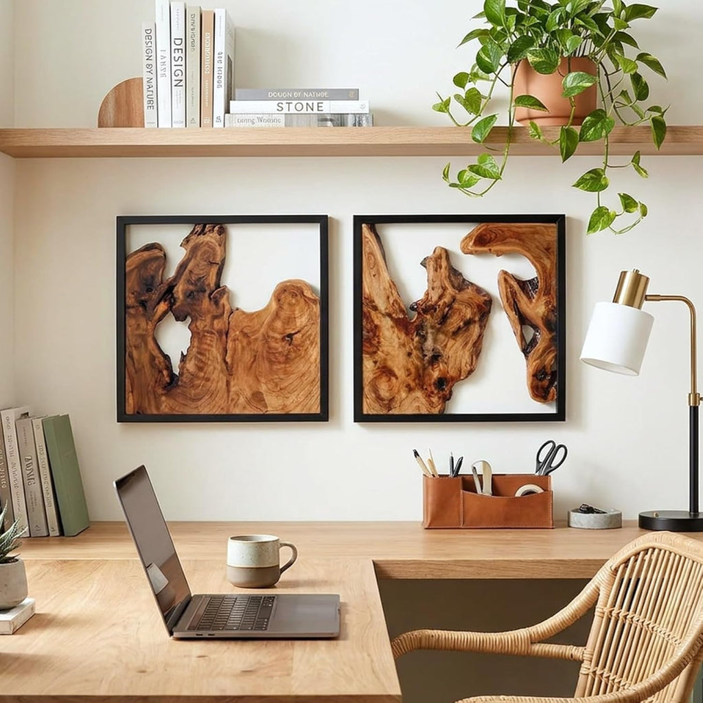 Two Live Edge Cedar Handcrafted Wall Sculptures