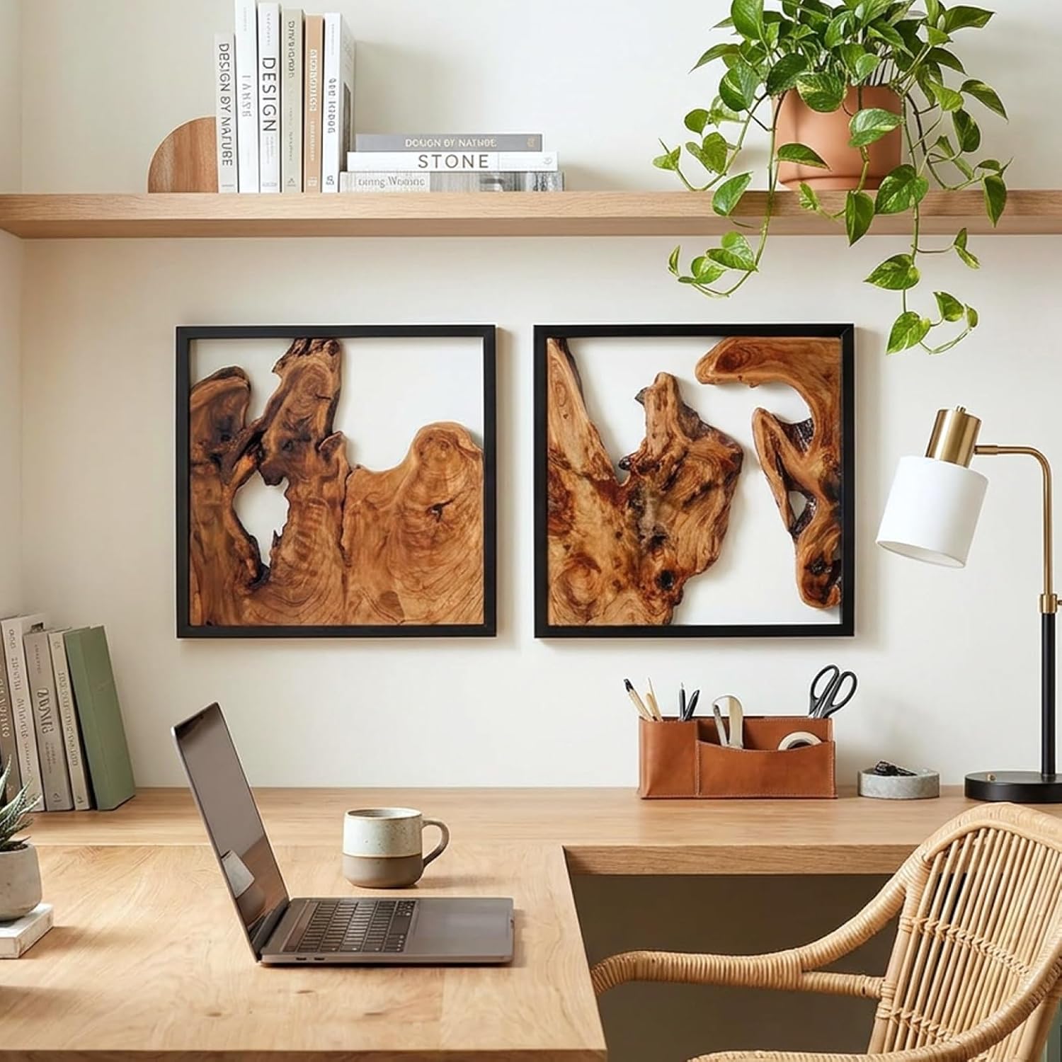 Two Live Edge Cedar Handcrafted Wall Sculptures