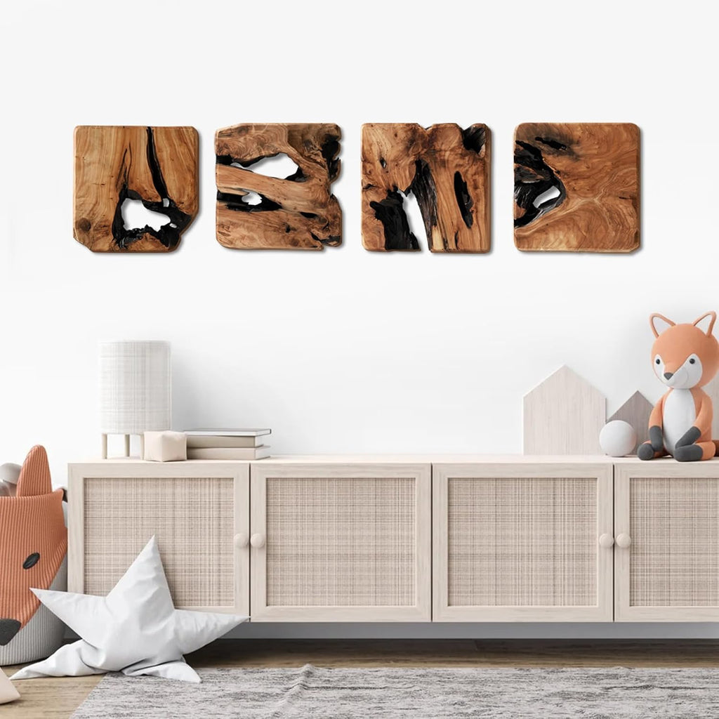 Four Handmade Cedar Wood Natural Wall Sculptures