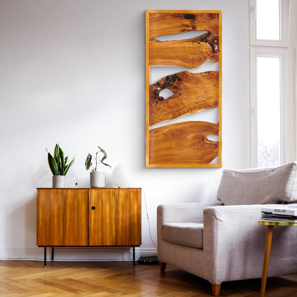 Cedar Wood Framed Farmhouse Rectangular Wall Art
