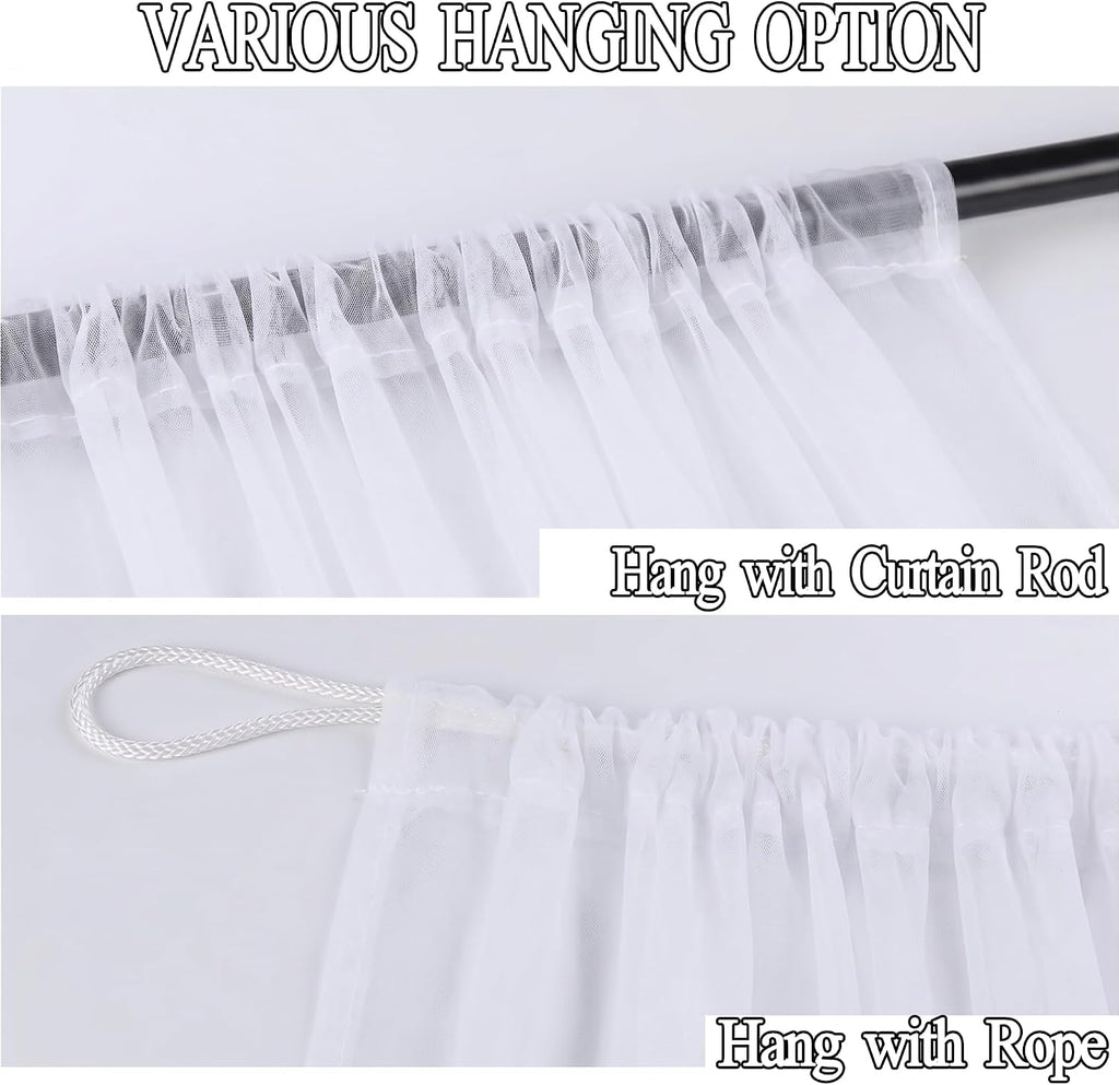 Two Panel White Outdoor Mosquito Mesh Curtains