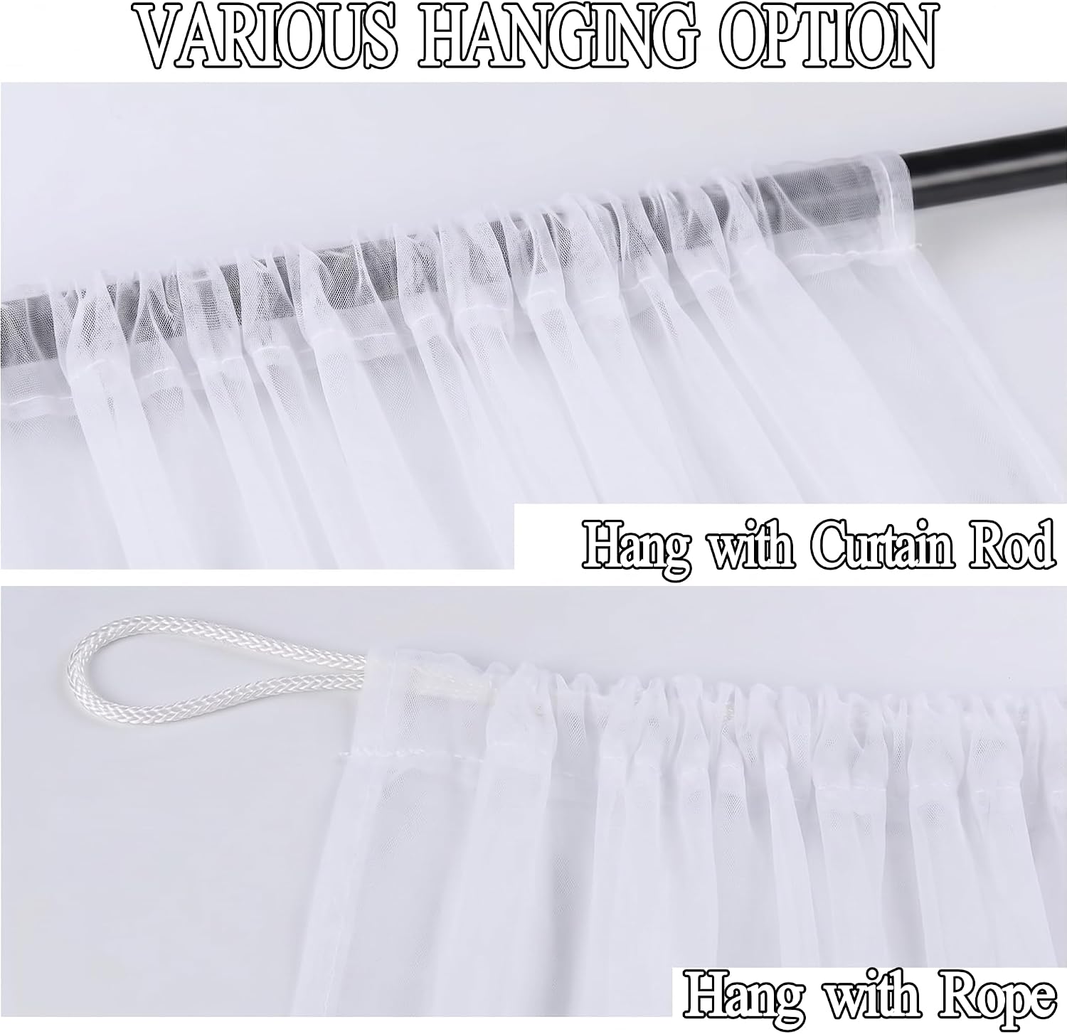 Two Panel White Outdoor Mosquito Mesh Curtains