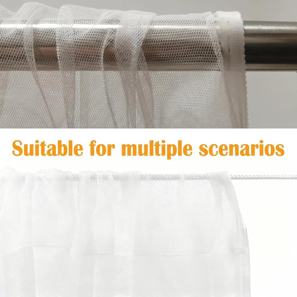 Two Pack White Sheer Tulle Outdoor Mesh Net Curtains