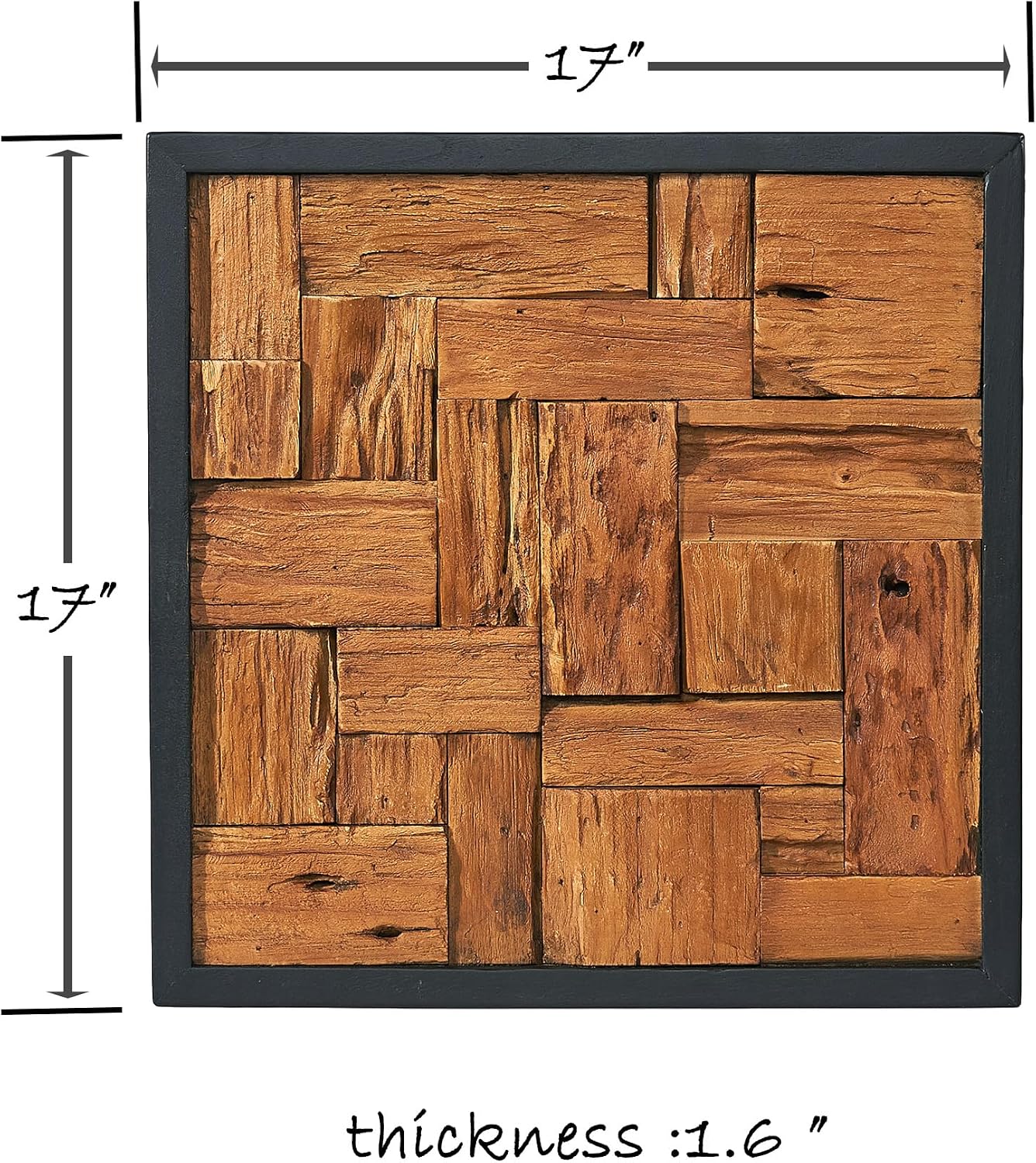 Reclaimed Teak Wood Square Farmhouse Wall Art
