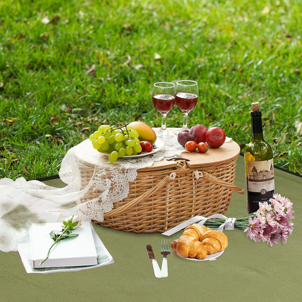 15 Inch Wicker Picnic Cooler Basket Set