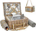 Two Person Wicker Picnic Hamper Complete Set