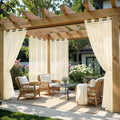 Four Beige Grommet Waterproof Outdoor Sheer Curtains
