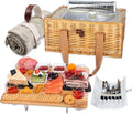 4 Person Wicker Picnic Basket Accessory Set