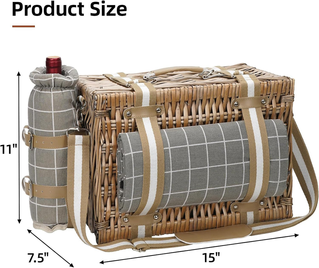 Two Person Wicker Picnic Hamper Complete Set
