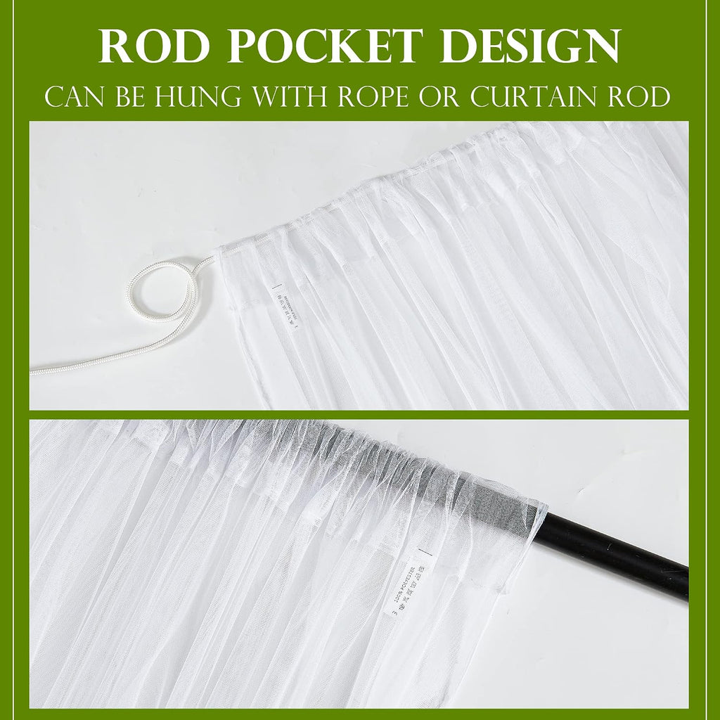 Two Panel White Adjustable Mosquito Mesh Curtains
