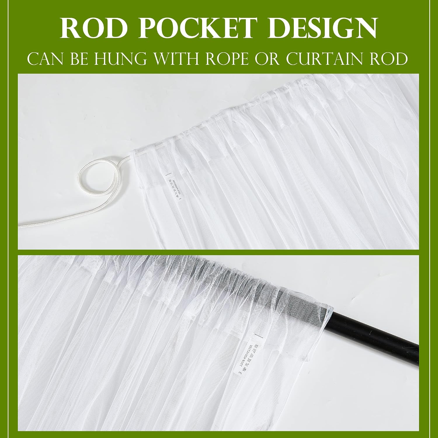 Two Panel White Adjustable Mosquito Mesh Curtains