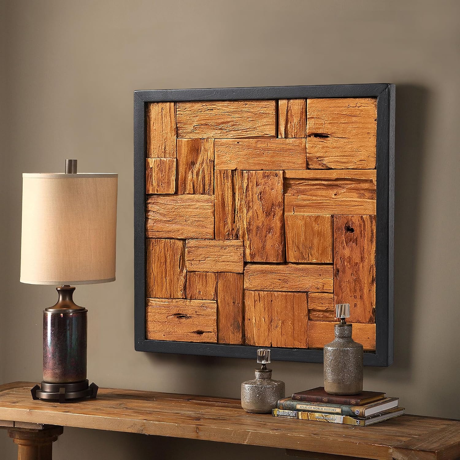 Reclaimed Teak Wood Square Farmhouse Wall Art