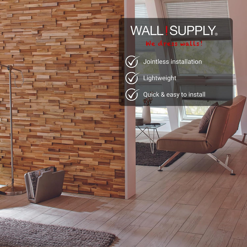Reclaimed Teak Wood 3D Wall Panels Home Decor
