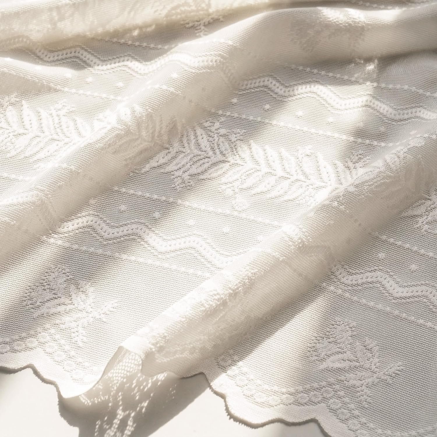 Two Panel White Lace Waterproof Outdoor Sheer Curtains