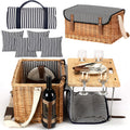 4 Person Wicker Picnic Basket Accessory Set