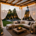 Two Panel White Outdoor Mosquito Mesh Curtains