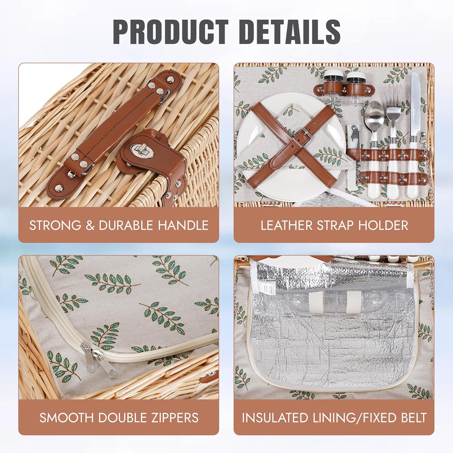 Two Person Wicker Picnic Hamper Complete Set