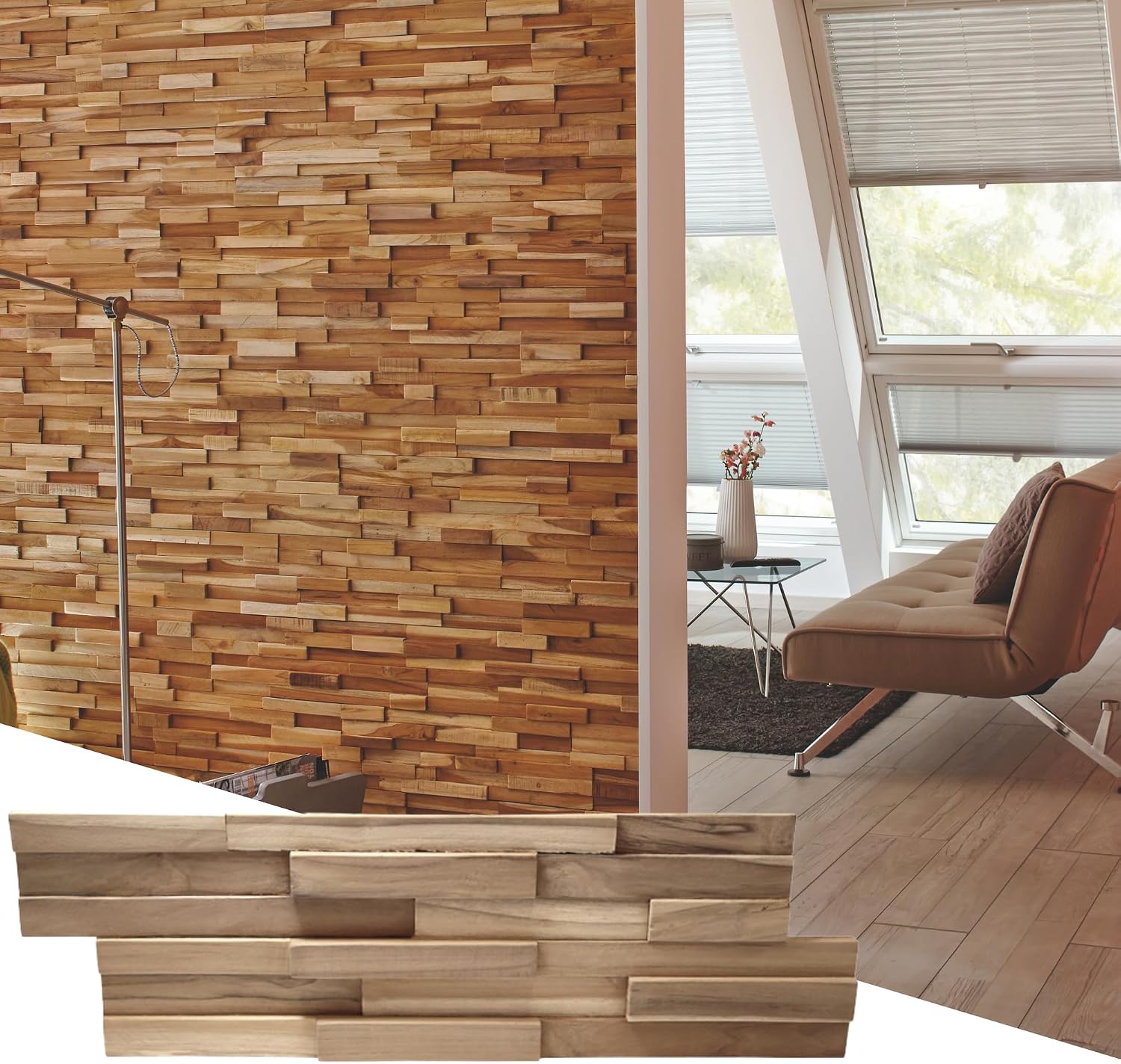 Reclaimed Teak Wood 3D Wall Panels Home Decor
