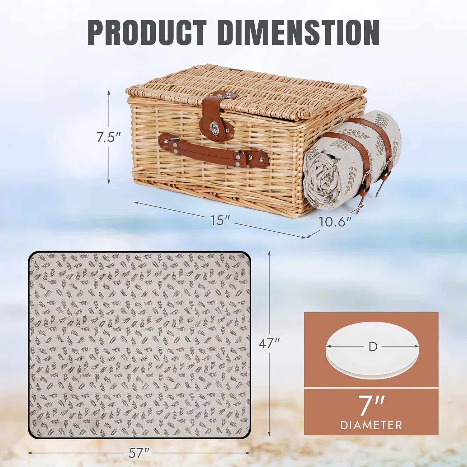 Two Person Wicker Picnic Hamper Complete Set