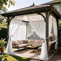 Two Pack White Sheer Tulle Outdoor Mesh Net Curtains