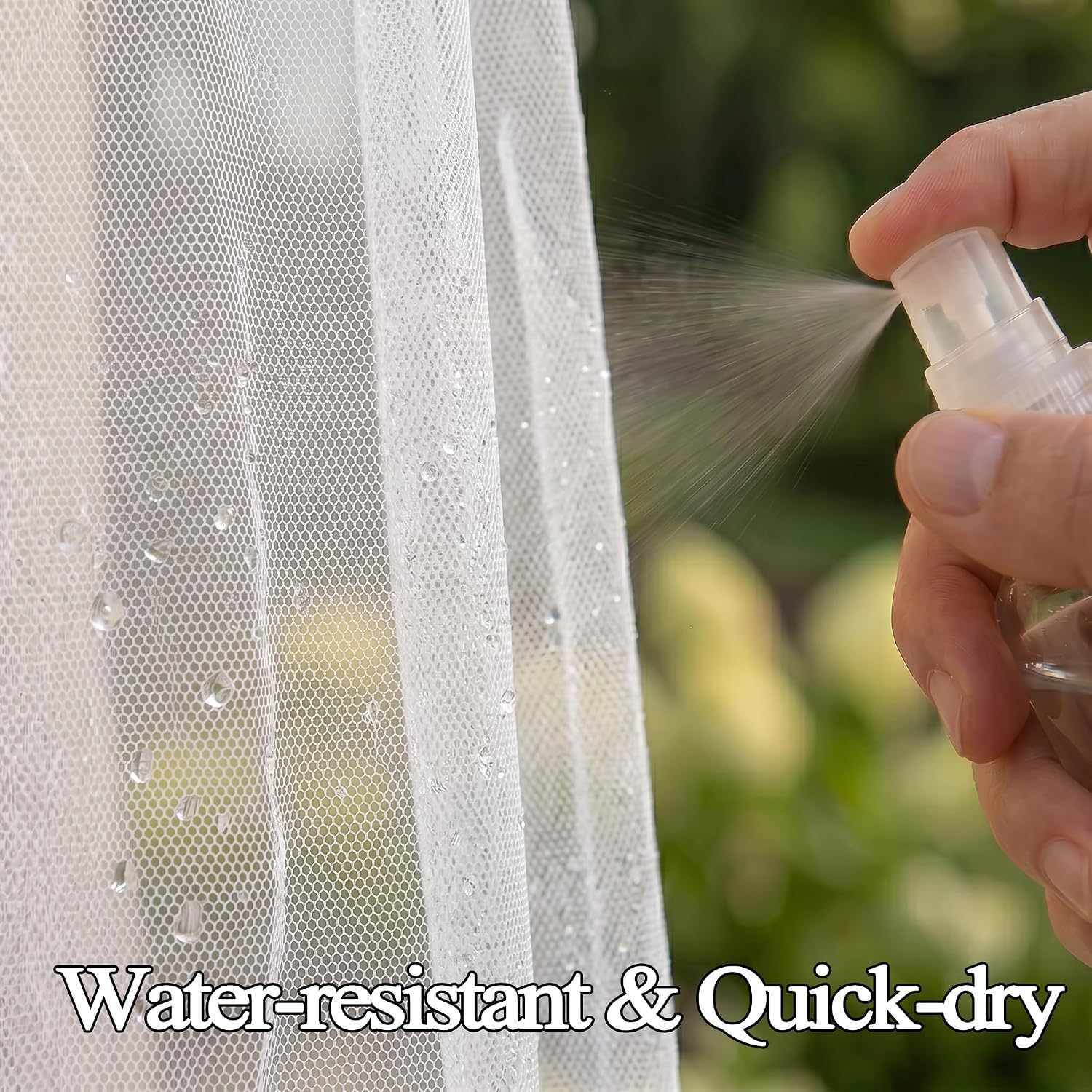 Two Panel White Outdoor Mosquito Mesh Curtains