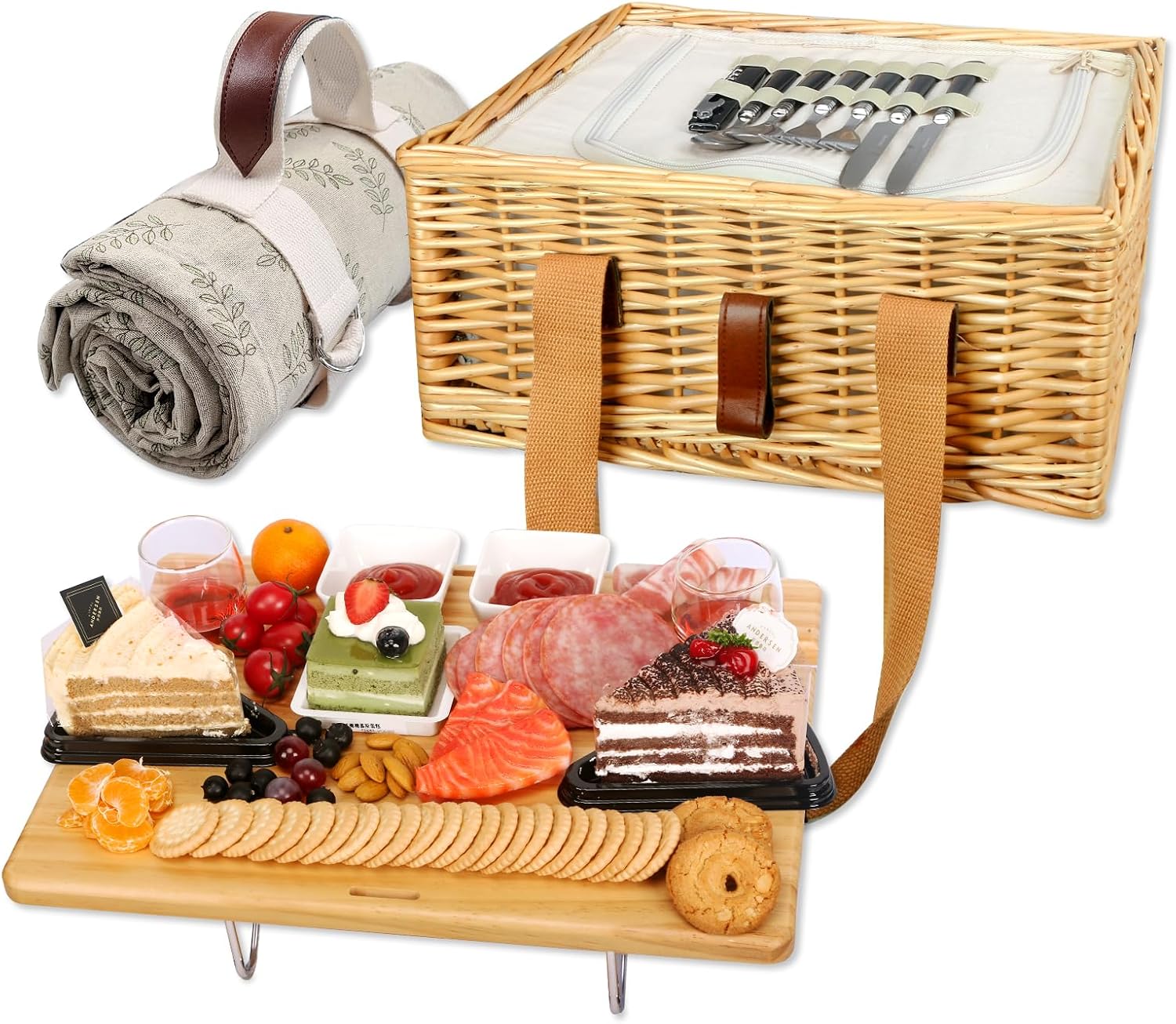 Two Person Wicker Picnic Basket Gift Set