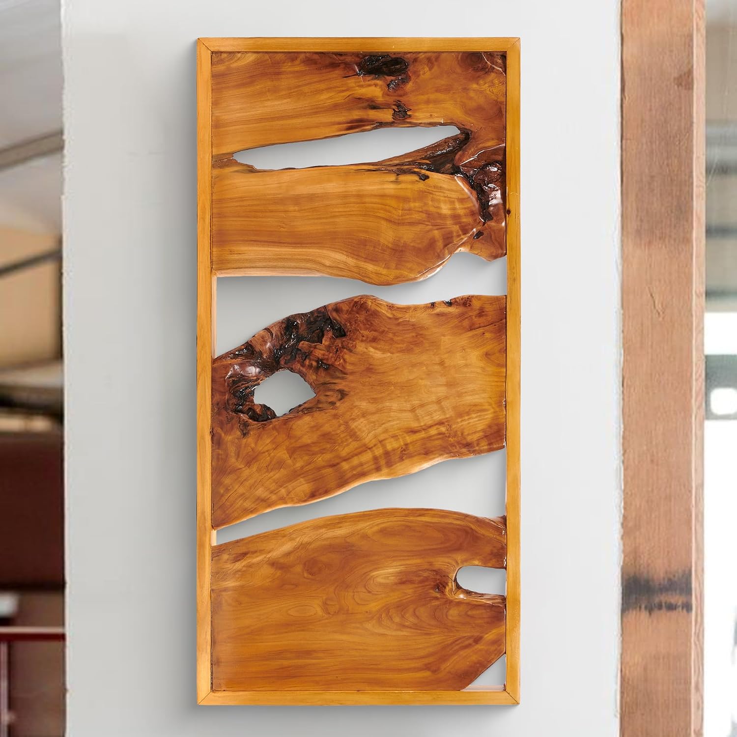 Cedar Wood Framed Farmhouse Rectangular Wall Art