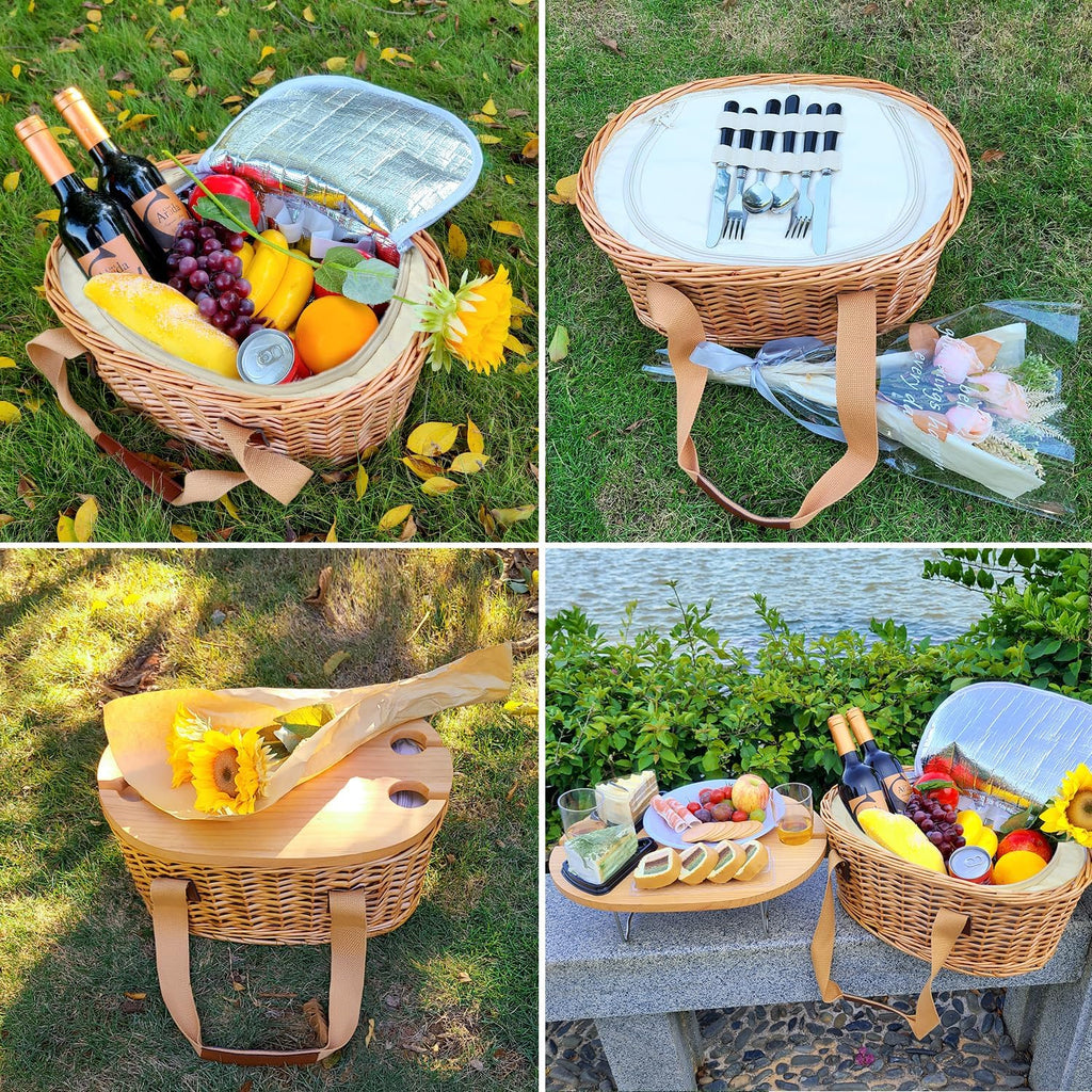 Four Person Wicker Picnic Basket Gift Set