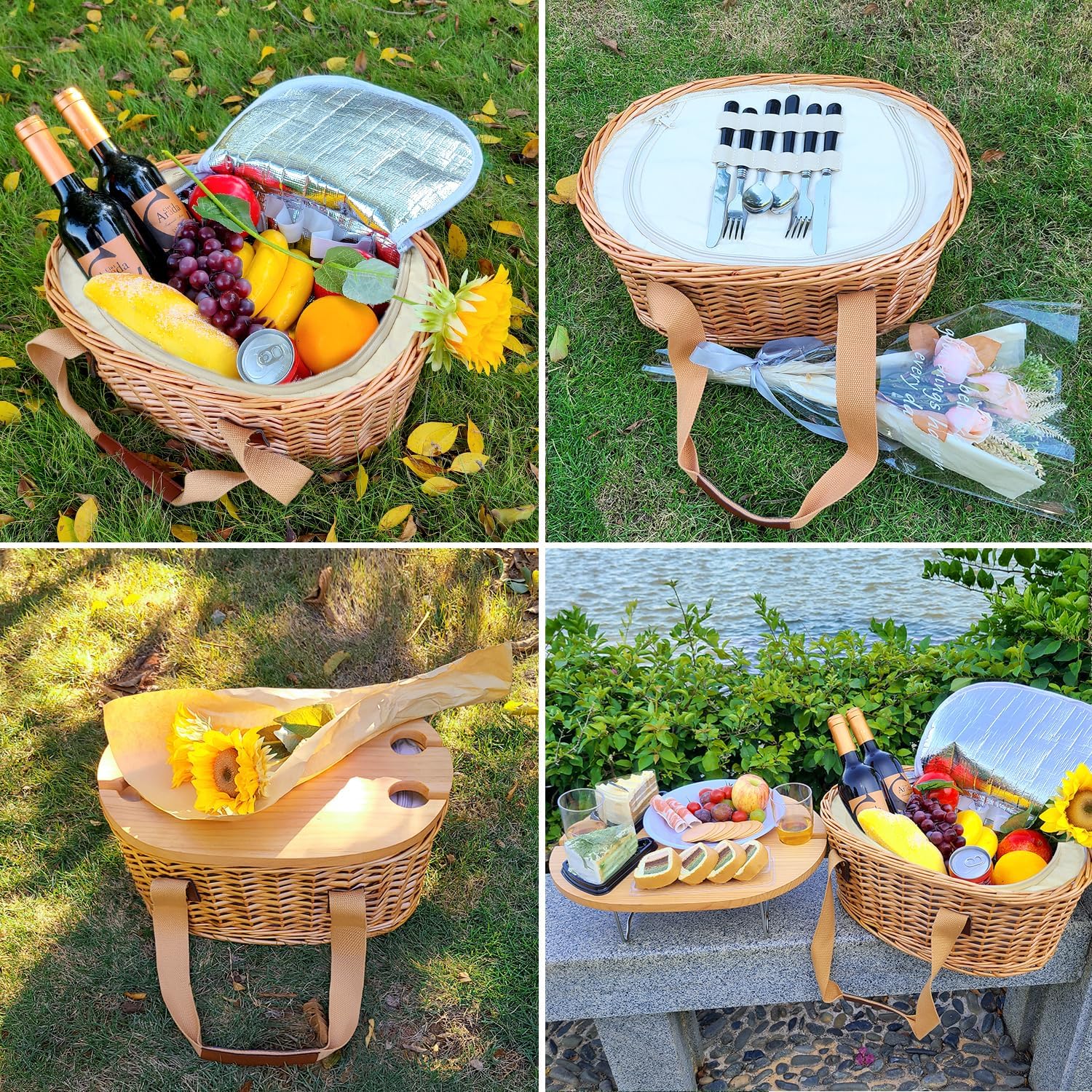 Four Person Wicker Picnic Basket Gift Set