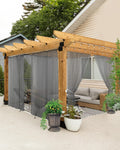 Six Grey Waterproof Rod Pocket Outdoor Sheer Curtains