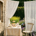 Two Panel White Lace Waterproof Outdoor Sheer Curtains