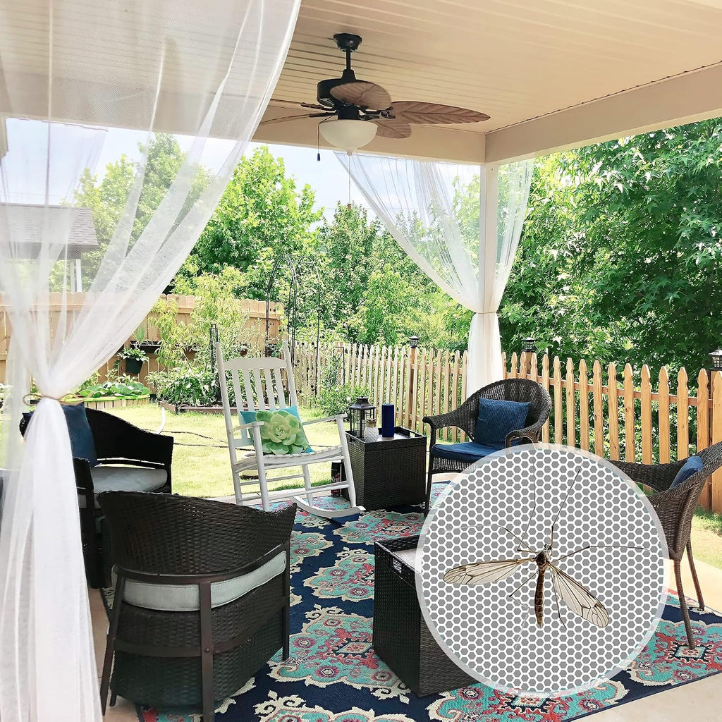 Two Panel White Adjustable Mosquito Mesh Curtains